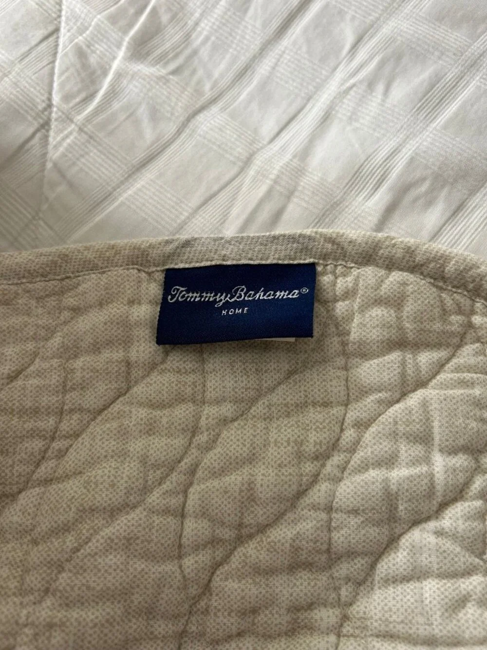 Tommy Bahama King Size Quilt - Palmday Design - Color: Beige